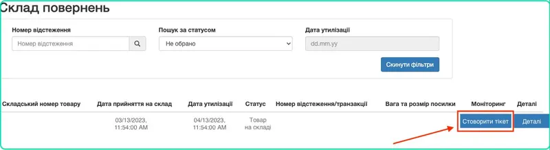 Склад повернень